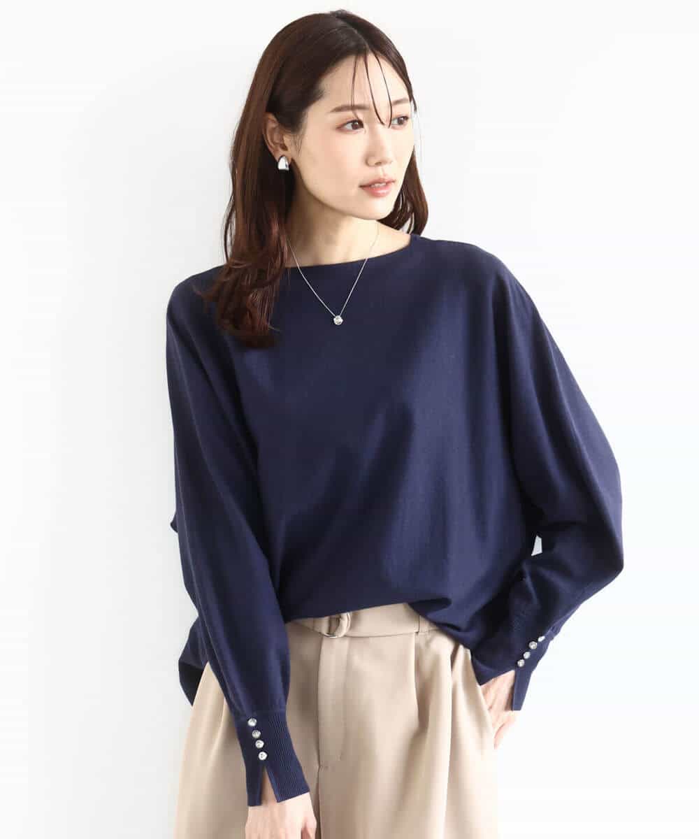 FKFDD12130 MK MICHEL KLEIN(MK ミッシェルクラン) ドルマンスリーブニット/洗える ライトブルー