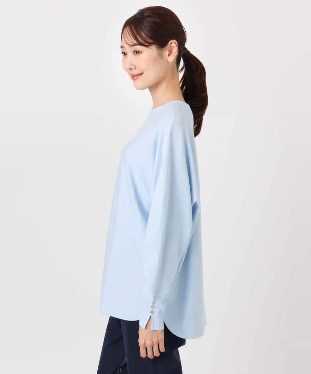 FKFDD12130 MK MICHEL KLEIN(MK ミッシェルクラン) ドルマンスリーブニット/洗える ライトブルー