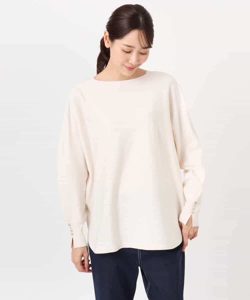 FKFDD12130 MK MICHEL KLEIN(MK ミッシェルクラン) ドルマンスリーブニット/洗える ライトブルー