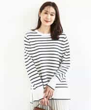 FKFDD13150 MK MICHEL KLEIN(MK ミッシェルクラン) 柄編みボーダーニット ネイビー