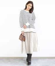 FKFDD13150 MK MICHEL KLEIN(MK ミッシェルクラン) 柄編みボーダーニット ネイビー