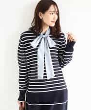 FKFDD13150 MK MICHEL KLEIN(MK ミッシェルクラン) 柄編みボーダーニット ネイビー