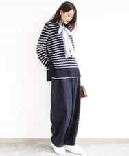 FKFDD13150 MK MICHEL KLEIN(MK ミッシェルクラン) 柄編みボーダーニット ネイビー