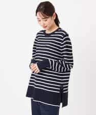 FKFDD13150 MK MICHEL KLEIN(MK ミッシェルクラン) 柄編みボーダーニット ネイビー