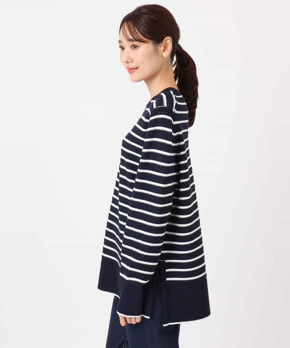 FKFDD13150 MK MICHEL KLEIN(MK ミッシェルクラン) 柄編みボーダーニット ネイビー