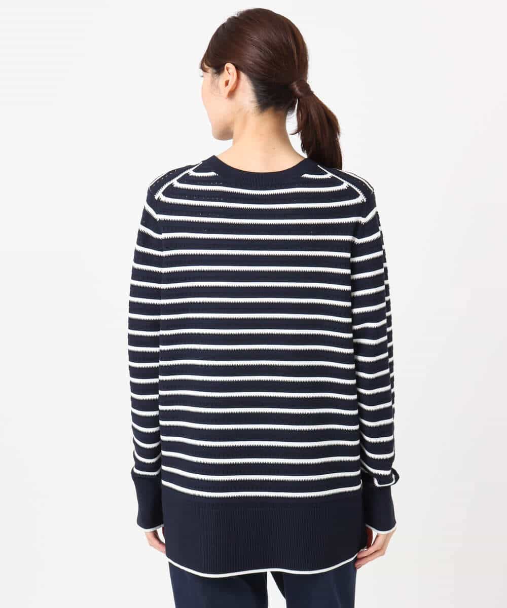 FKFDD13150 MK MICHEL KLEIN(MK ミッシェルクラン) 柄編みボーダーニット ネイビー