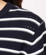 FKFDD13150 MK MICHEL KLEIN(MK ミッシェルクラン) 柄編みボーダーニット ネイビー