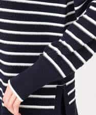 FKFDD13150 MK MICHEL KLEIN(MK ミッシェルクラン) 柄編みボーダーニット ネイビー