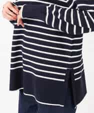 FKFDD13150 MK MICHEL KLEIN(MK ミッシェルクラン) 柄編みボーダーニット ネイビー