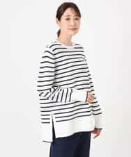 FKFDD13150 MK MICHEL KLEIN(MK ミッシェルクラン) 柄編みボーダーニット ネイビー