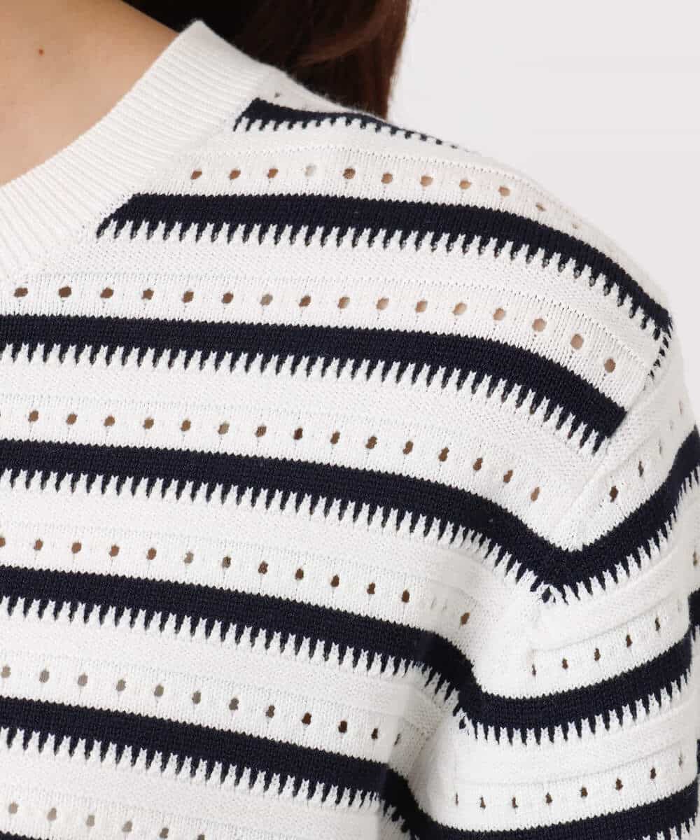 FKFDD13150 MK MICHEL KLEIN(MK ミッシェルクラン) 柄編みボーダーニット ネイビー