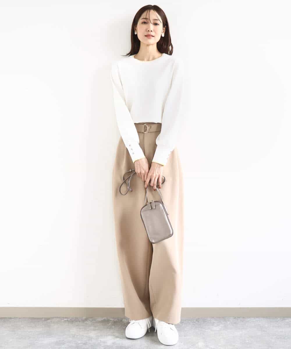 FKFDD14130 MK MICHEL KLEIN(MK ミッシェルクラン) 配色デザインニット/洗える ピンク