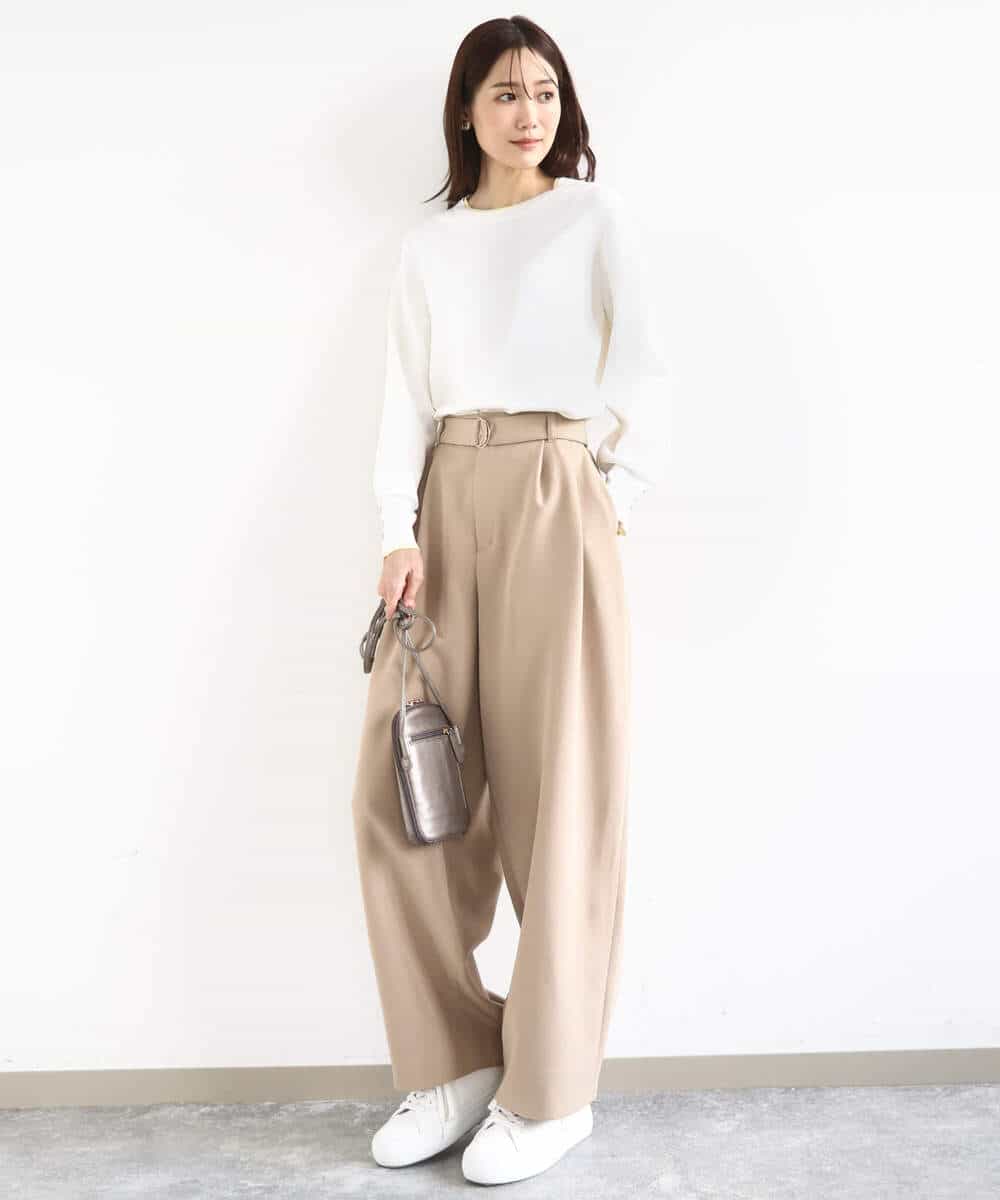 FKFDD14130 MK MICHEL KLEIN(MK ミッシェルクラン) 配色デザインニット/洗える ピンク