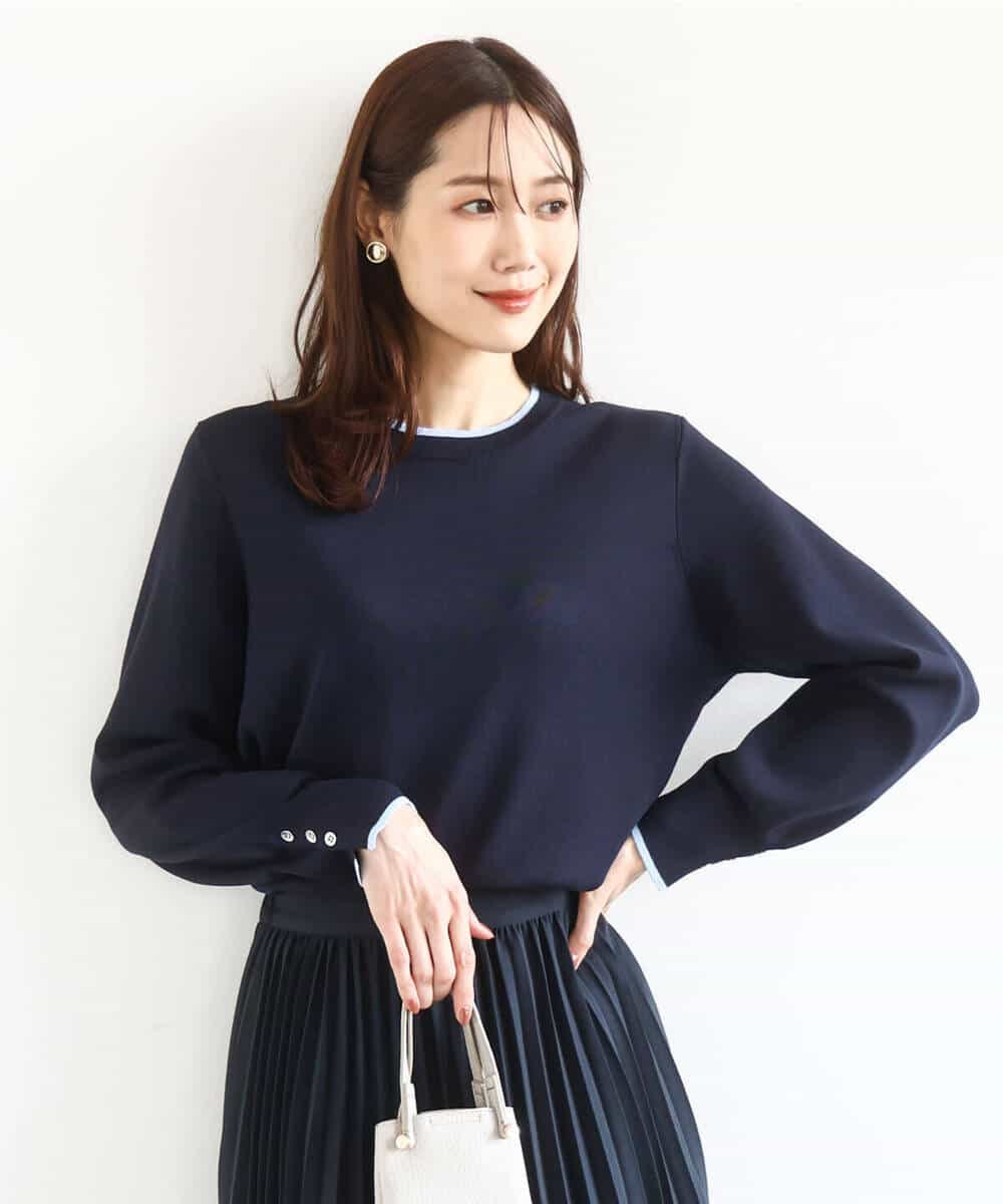 FKFDD14130 MK MICHEL KLEIN(MK ミッシェルクラン) 配色デザインニット/洗える ピンク