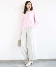 FKFDD14130 MK MICHEL KLEIN(MK ミッシェルクラン) 配色デザインニット/洗える ピンク