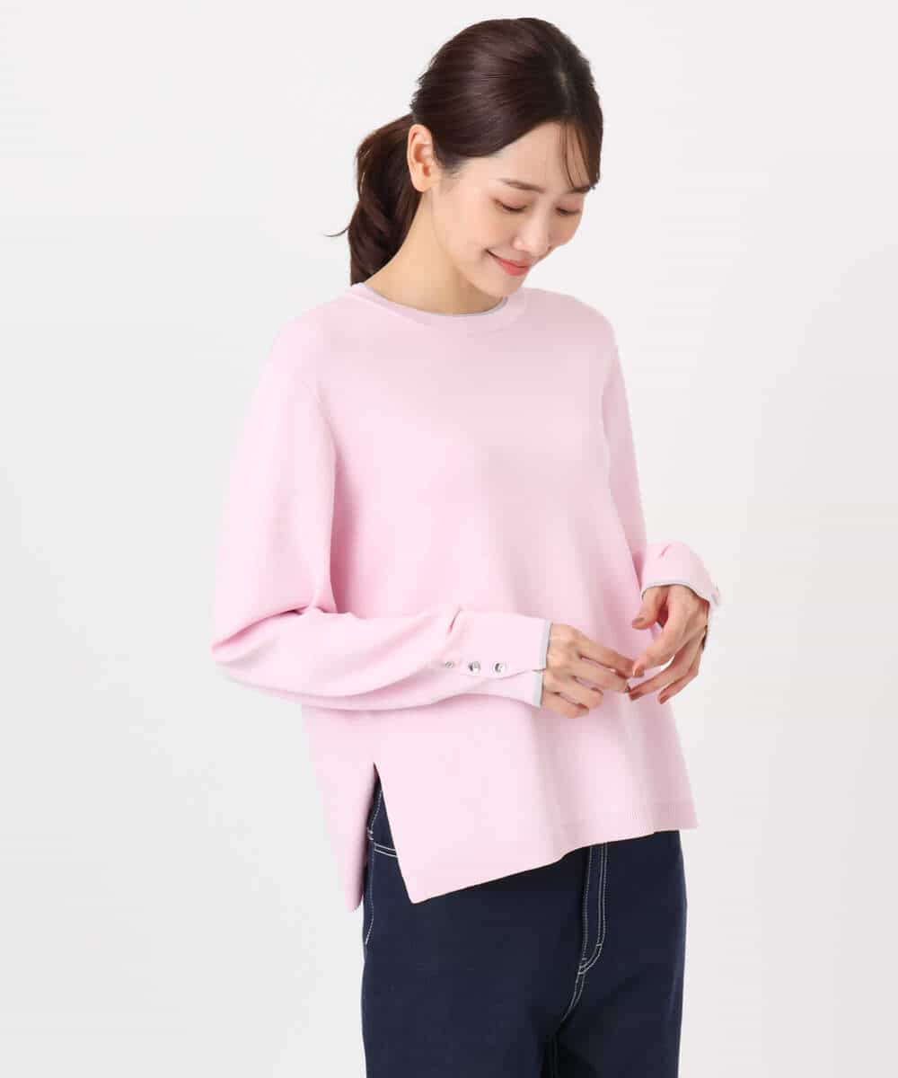 FKFDD14130 MK MICHEL KLEIN(MK ミッシェルクラン) 配色デザインニット/洗える ピンク