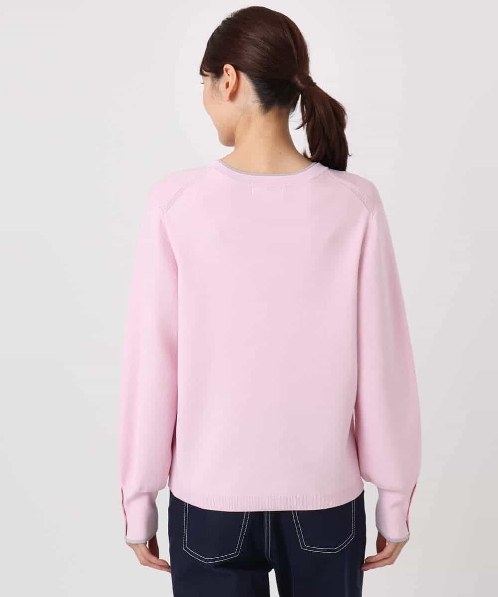 FKFDD14130 MK MICHEL KLEIN(MK ミッシェルクラン) 配色デザインニット/洗える ピンク