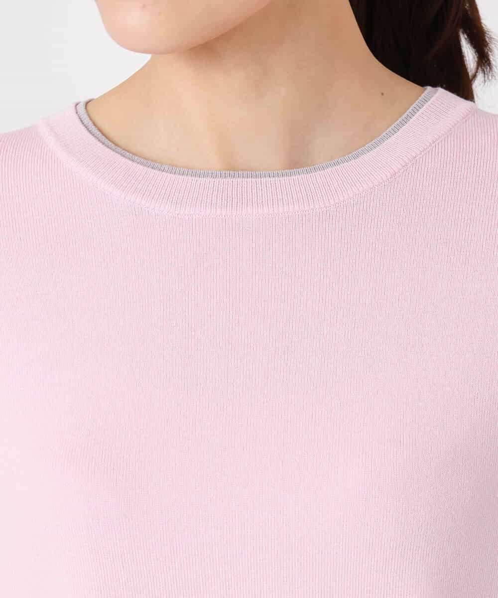 FKFDD14130 MK MICHEL KLEIN(MK ミッシェルクラン) 配色デザインニット/洗える ピンク