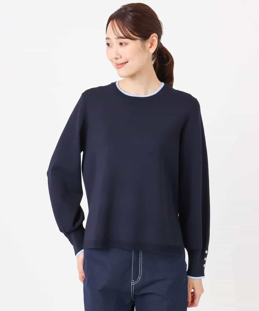 FKFDD14130 MK MICHEL KLEIN(MK ミッシェルクラン) 配色デザインニット/洗える ピンク