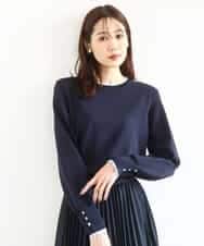 FKFDD14130 MK MICHEL KLEIN(MK ミッシェルクラン) 配色デザインニット/洗える ネイビー