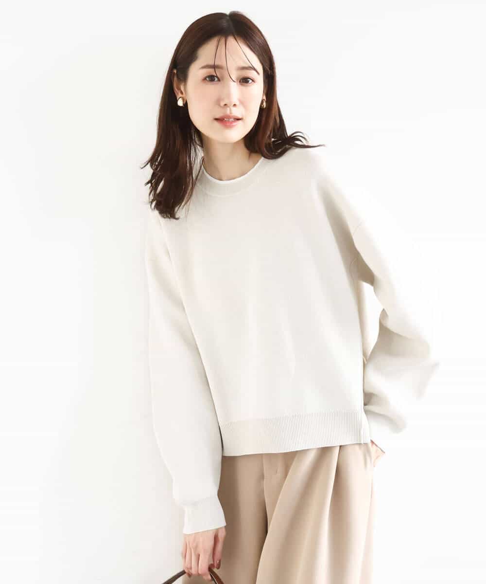 FKFDD15120 MK MICHEL KLEIN(MK ミッシェルクラン) スウェットライククルーネックニット/洗える グレー