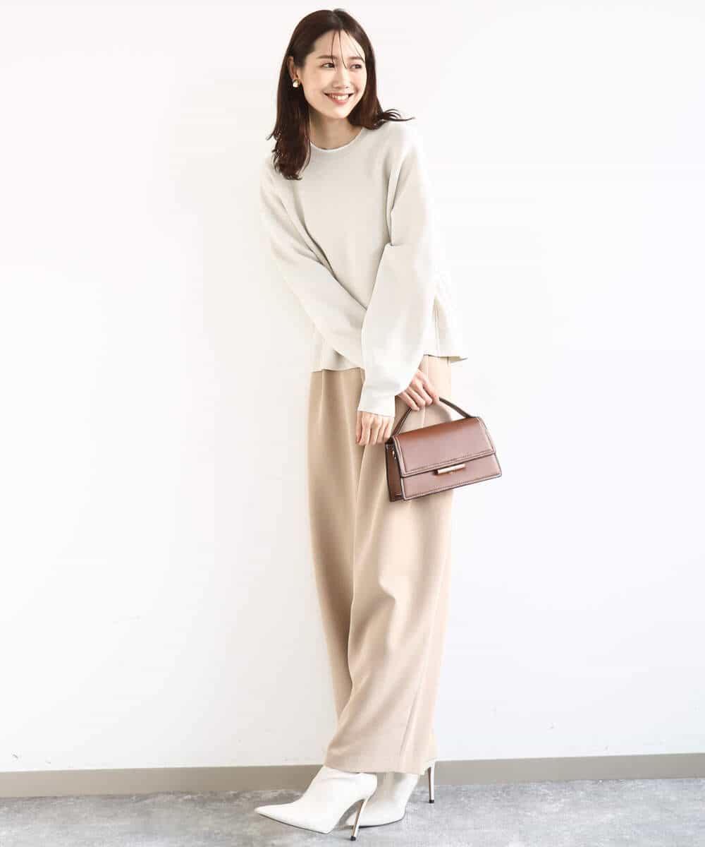 FKFDD15120 MK MICHEL KLEIN(MK ミッシェルクラン) スウェットライククルーネックニット/洗える グレー