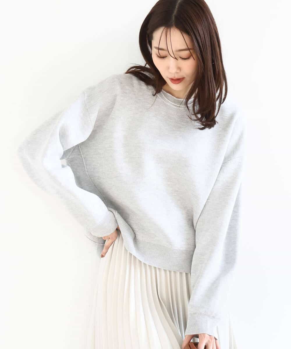 FKFDD15120 MK MICHEL KLEIN(MK ミッシェルクラン) スウェットライククルーネックニット/洗える グレー