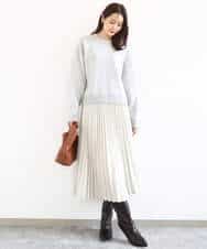 FKFDD15120 MK MICHEL KLEIN(MK ミッシェルクラン) スウェットライククルーネックニット/洗える グレー