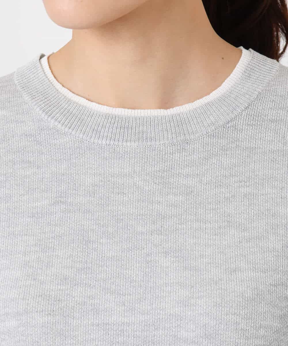 FKFDD15120 MK MICHEL KLEIN(MK ミッシェルクラン) スウェットライククルーネックニット/洗える グレー