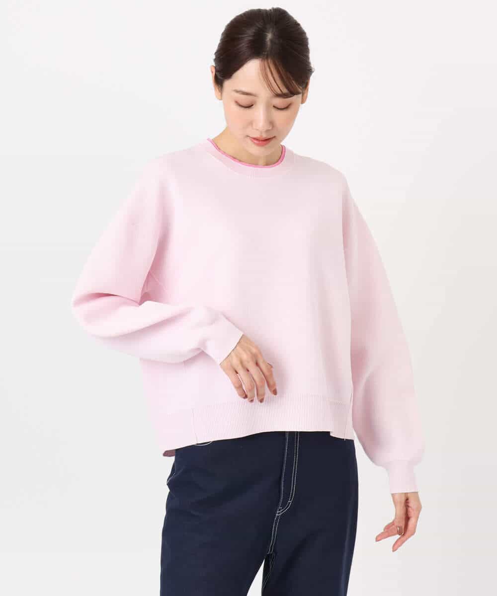 FKFDD15120 MK MICHEL KLEIN(MK ミッシェルクラン) スウェットライククルーネックニット/洗える グレー