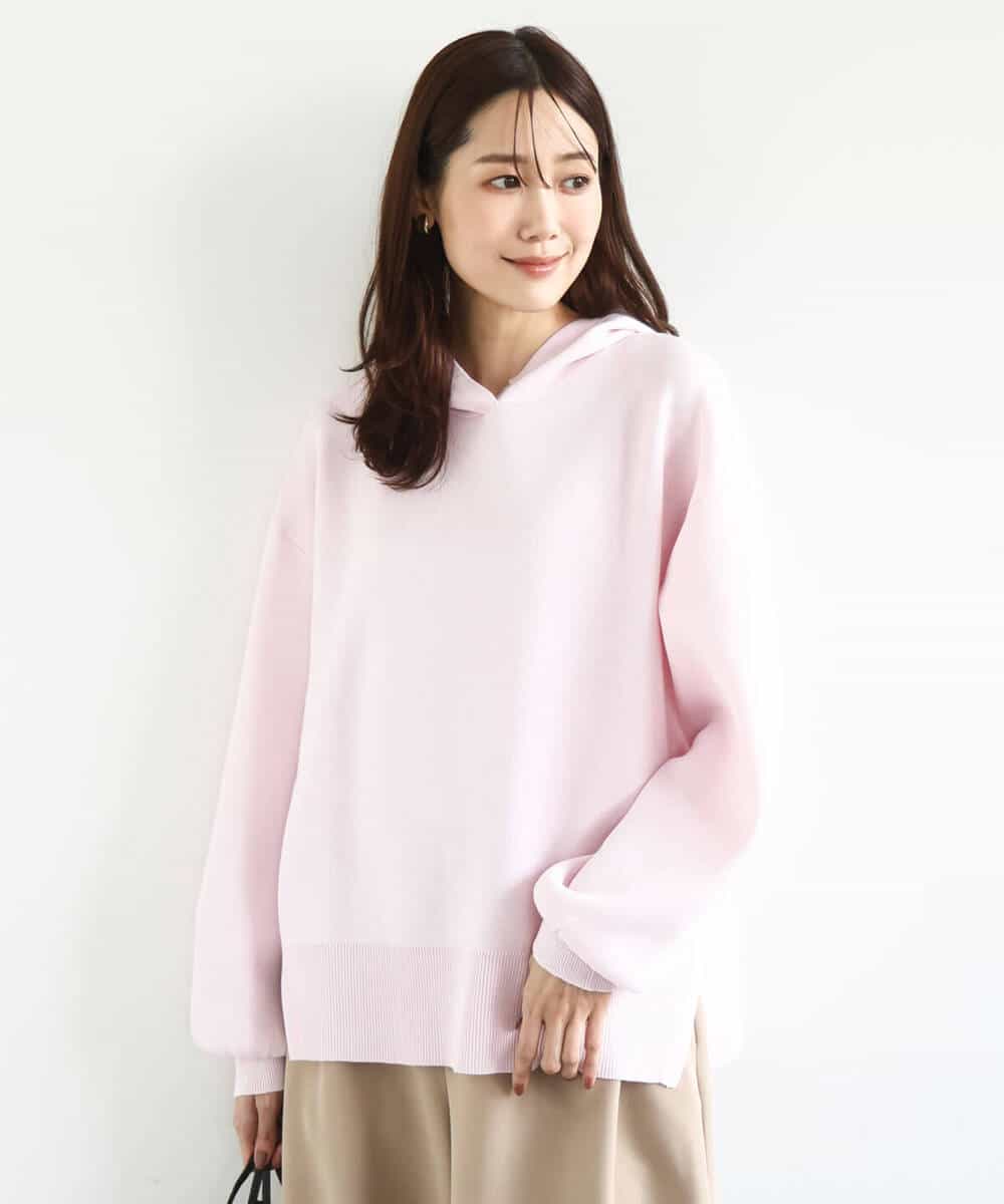 FKFDD16130 MK MICHEL KLEIN(MK ミッシェルクラン) スウェットライクニットフーディー/洗える グレー