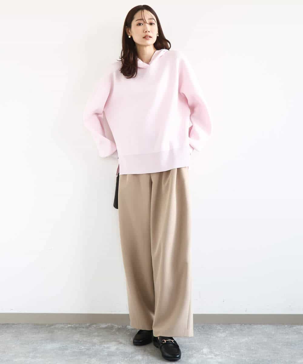 FKFDD16130 MK MICHEL KLEIN(MK ミッシェルクラン) スウェットライクニットフーディー/洗える グレー