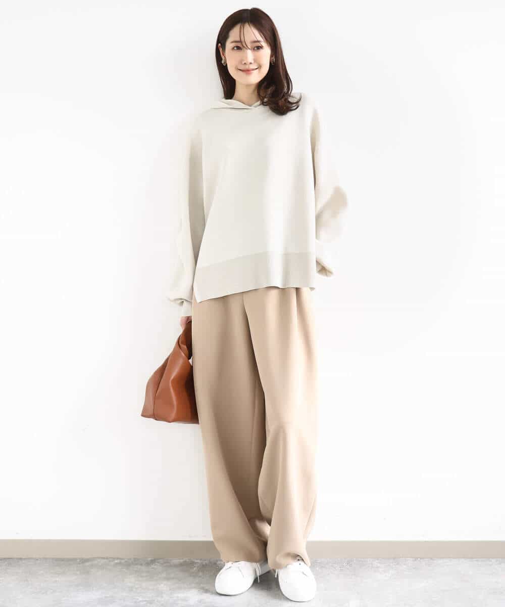 FKFDD16130 MK MICHEL KLEIN(MK ミッシェルクラン) スウェットライクニットフーディー/洗える グレー