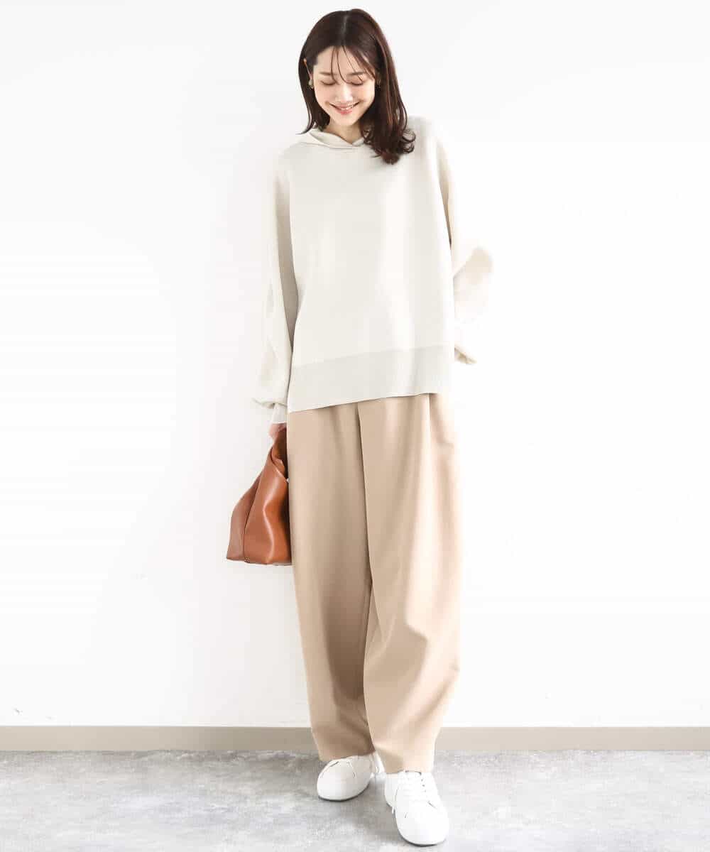 FKFDD16130 MK MICHEL KLEIN(MK ミッシェルクラン) スウェットライクニットフーディー/洗える グレー