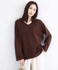 FKFDD60140 MK MICHEL KLEIN(MK ミッシェルクラン) 配色ラインVネックニット/洗える ブルー