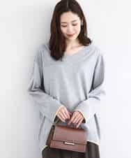 FKFDD60140 MK MICHEL KLEIN(MK ミッシェルクラン) 配色ラインVネックニット/洗える ブルー