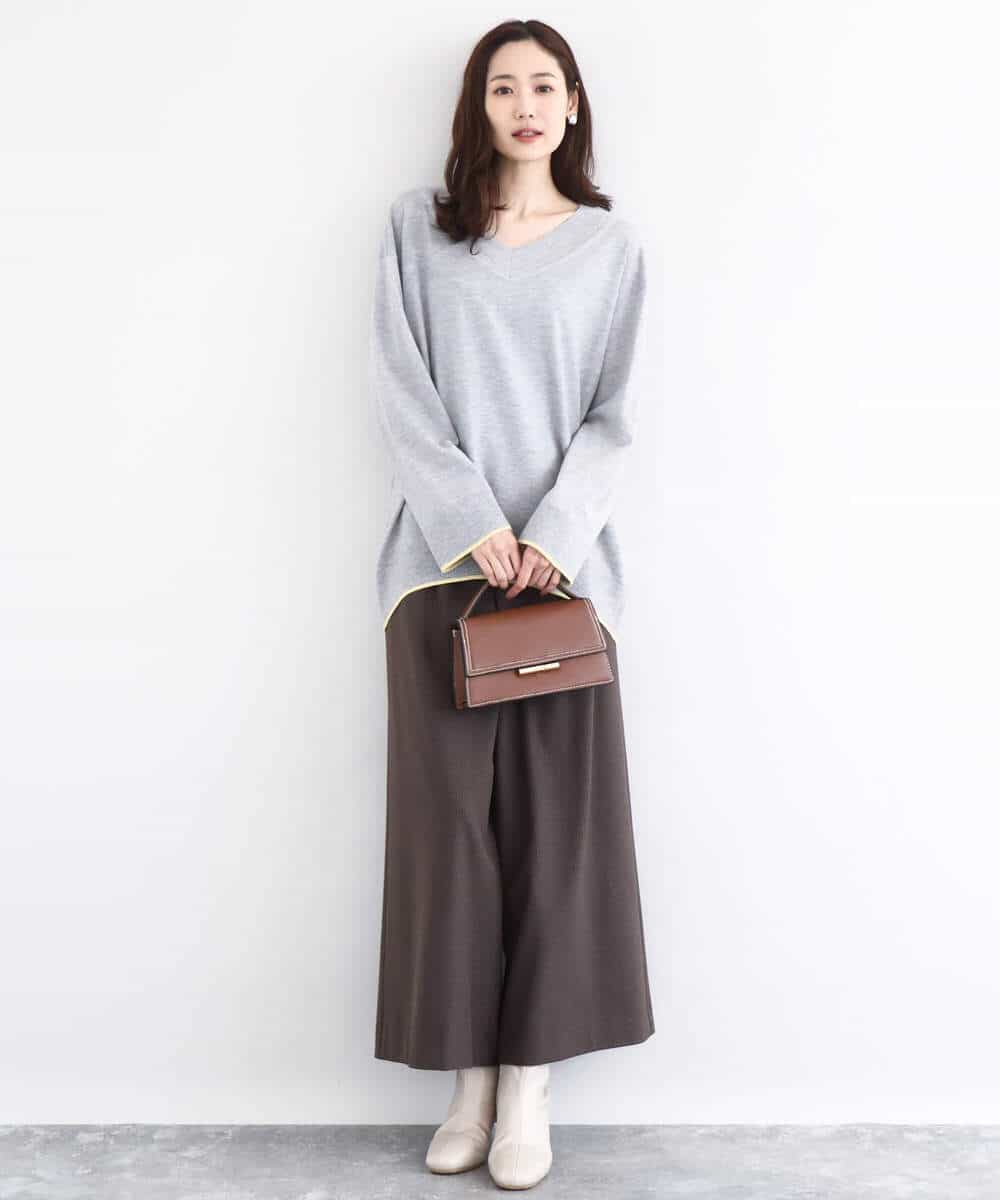 FKFDD60140 MK MICHEL KLEIN(MK ミッシェルクラン) 配色ラインVネックニット/洗える ブルー