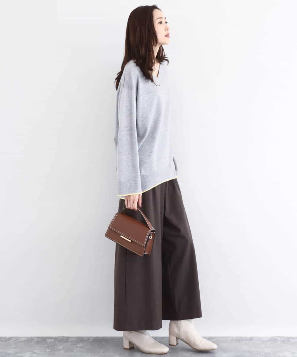 FKFDD60140 MK MICHEL KLEIN(MK ミッシェルクラン) 配色ラインVネックニット/洗える ブルー