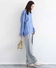 FKFDD60140 MK MICHEL KLEIN(MK ミッシェルクラン) 配色ラインVネックニット/洗える ブルー