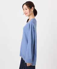 FKFDD60140 MK MICHEL KLEIN(MK ミッシェルクラン) 配色ラインVネックニット/洗える ブルー