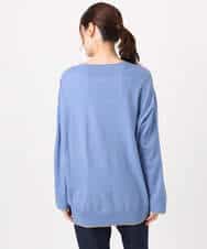 FKFDD60140 MK MICHEL KLEIN(MK ミッシェルクラン) 配色ラインVネックニット/洗える ブルー