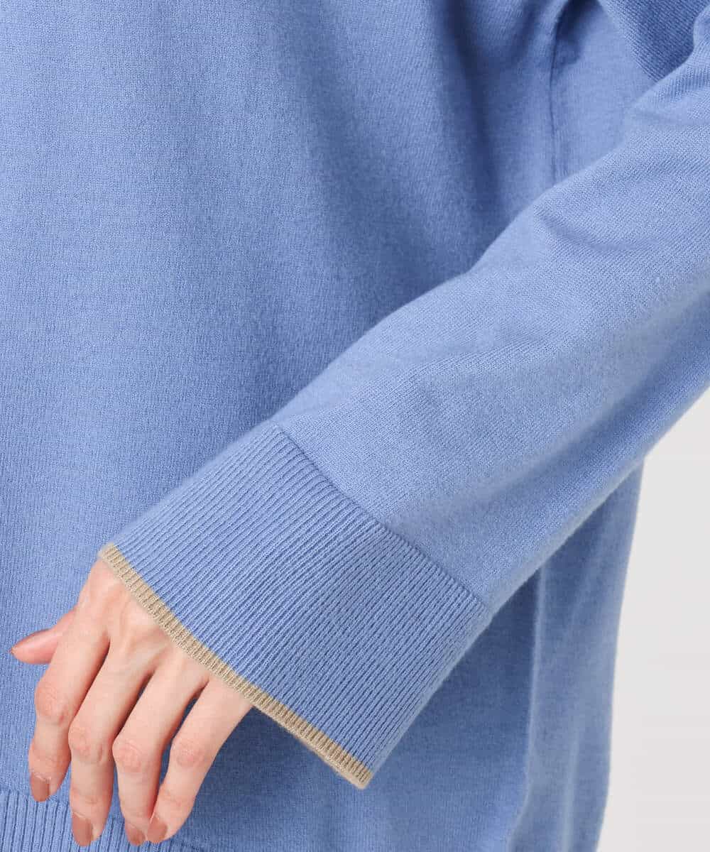 FKFDD60140 MK MICHEL KLEIN(MK ミッシェルクラン) 配色ラインVネックニット/洗える ブルー