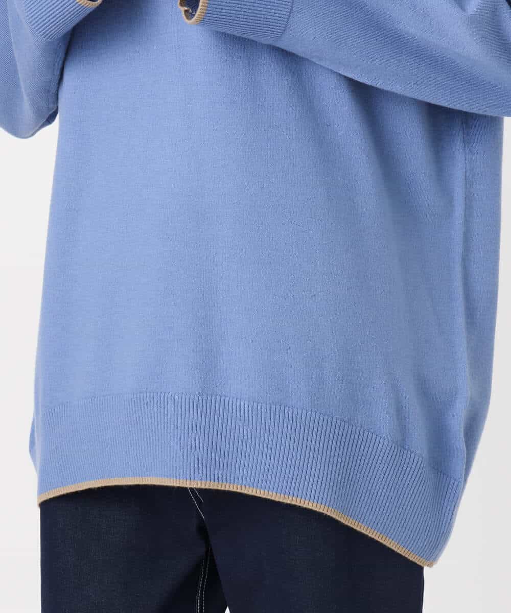 FKFDD60140 MK MICHEL KLEIN(MK ミッシェルクラン) 配色ラインVネックニット/洗える ブルー