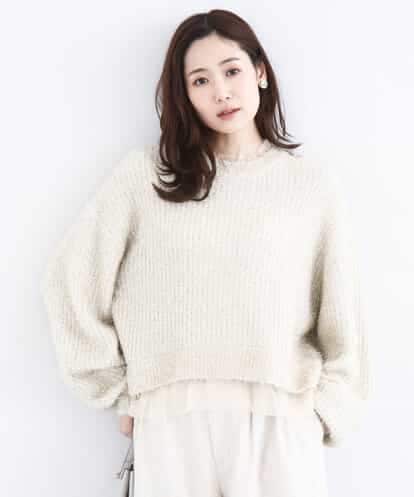 FKFDD61180 MK MICHEL KLEIN ミニフリルデザインキラキラニット/洗える