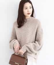 FKFDD61180 MK MICHEL KLEIN(MK ミッシェルクラン) ミニフリルデザインキラキラニット/洗える モカ