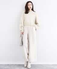 FKFDD61180 MK MICHEL KLEIN(MK ミッシェルクラン) ミニフリルデザインキラキラニット/洗える モカ