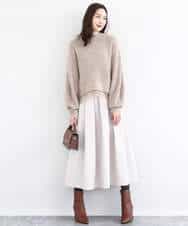 FKFDD61180 MK MICHEL KLEIN(MK ミッシェルクラン) ミニフリルデザインキラキラニット/洗える モカ