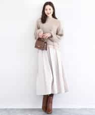 FKFDD61180 MK MICHEL KLEIN(MK ミッシェルクラン) ミニフリルデザインキラキラニット/洗える モカ