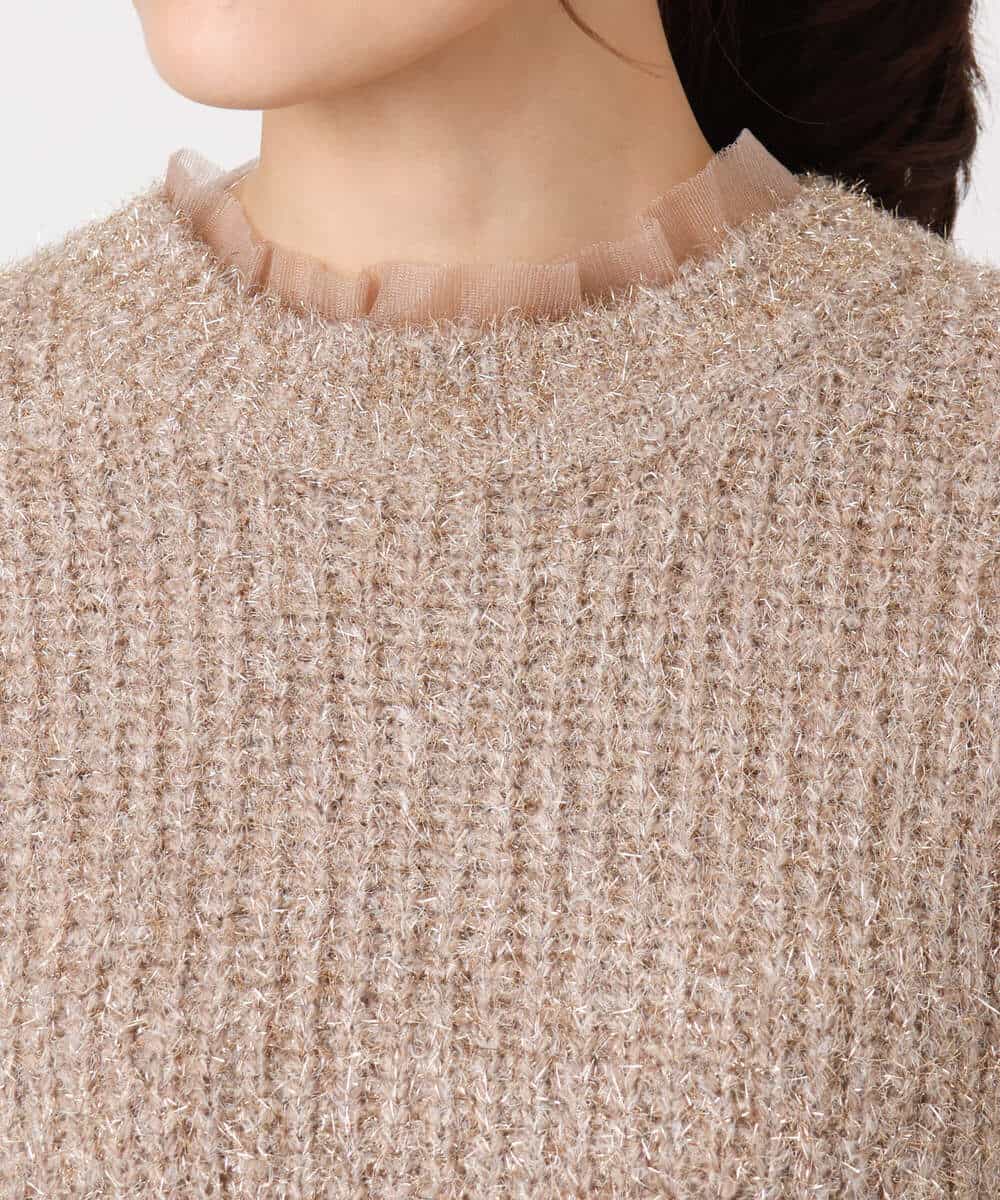 FKFDD61180 MK MICHEL KLEIN(MK ミッシェルクラン) ミニフリルデザインキラキラニット/洗える モカ