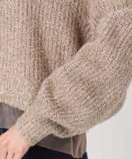 FKFDD61180 MK MICHEL KLEIN(MK ミッシェルクラン) ミニフリルデザインキラキラニット/洗える モカ